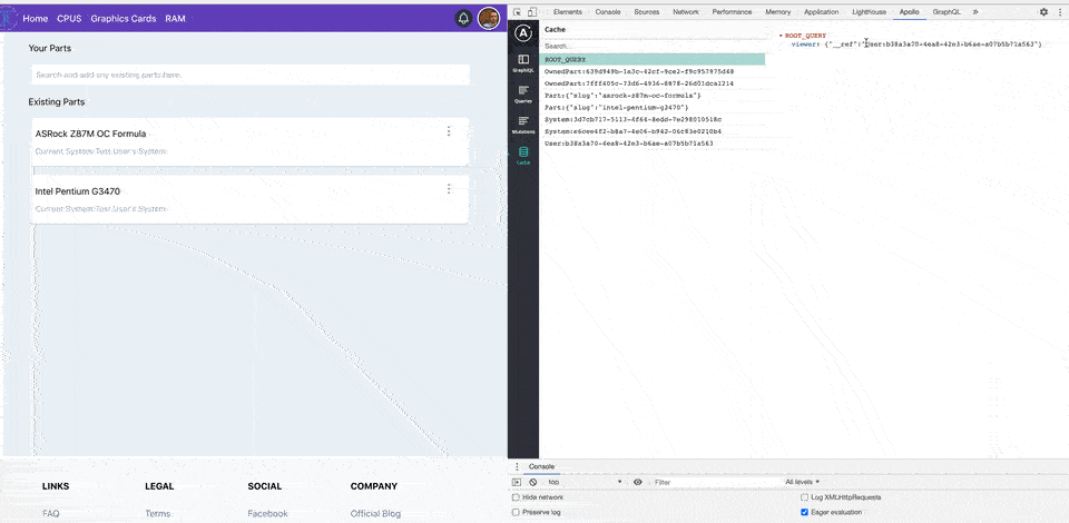 Demonstrating the Mutation Updating the Apollo Cache
